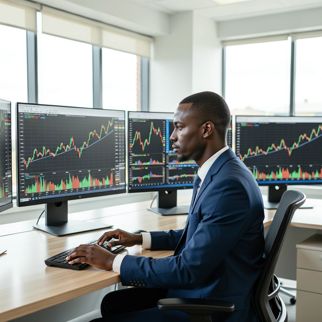 Professional financial analyst at work